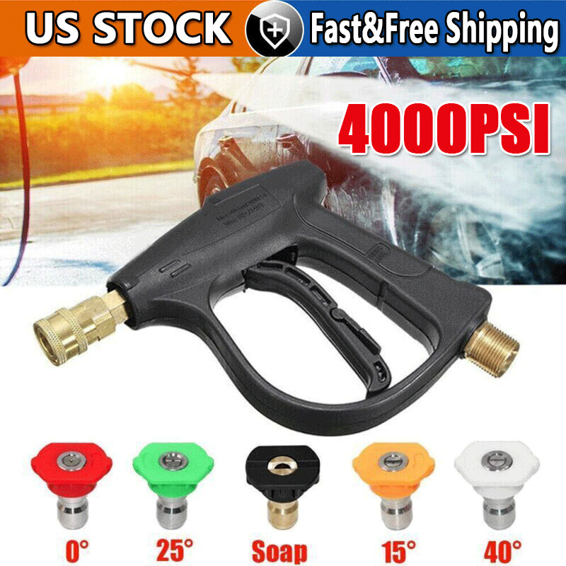 1/4″ High Pressure Washer Gun 4000 PSI Car Wash Foam Spray Short Wand w/ Nozzle