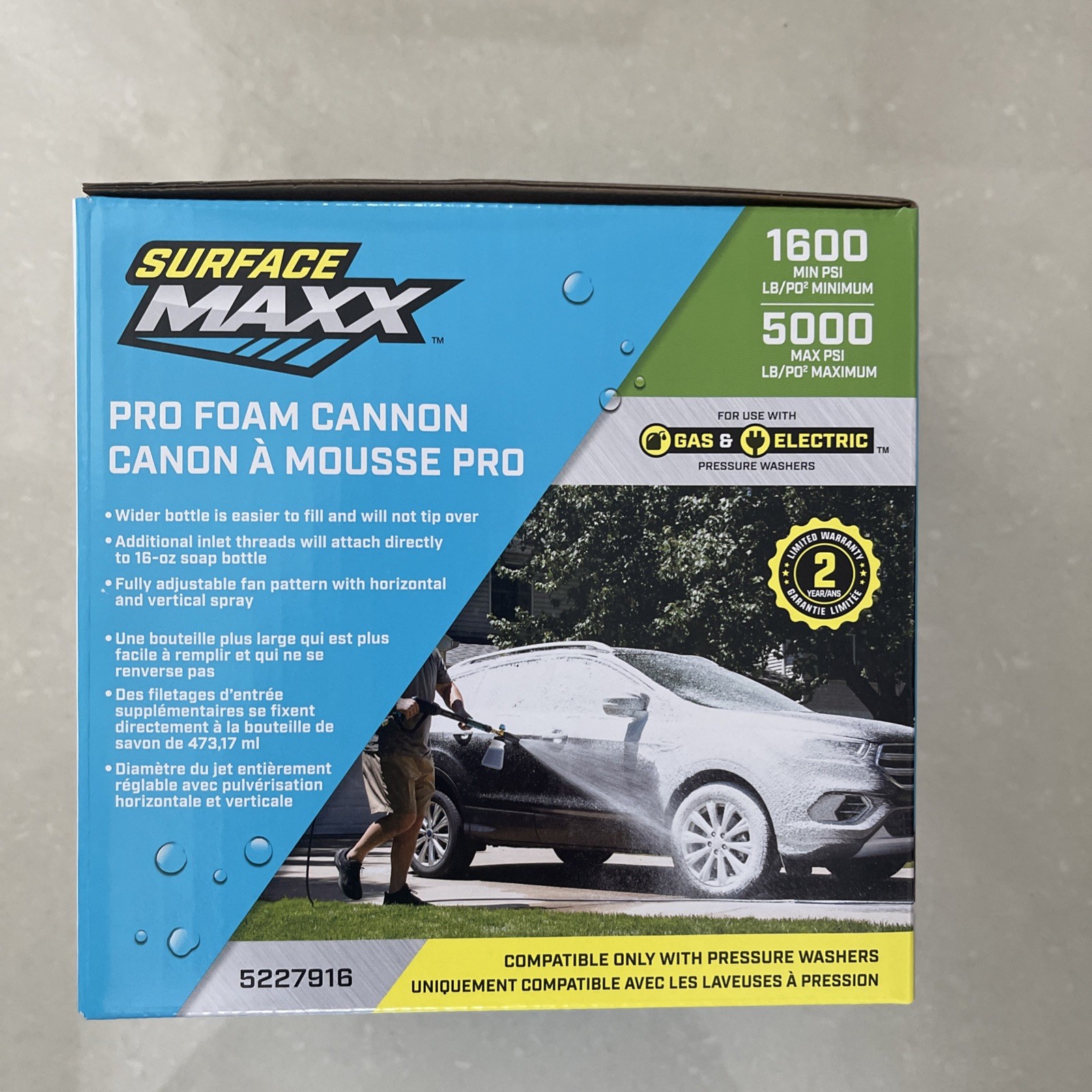 SurfaceMaxx Pro Foam Cannon Car Pressure Washer for Vehicles 5000 PSI – NEW
