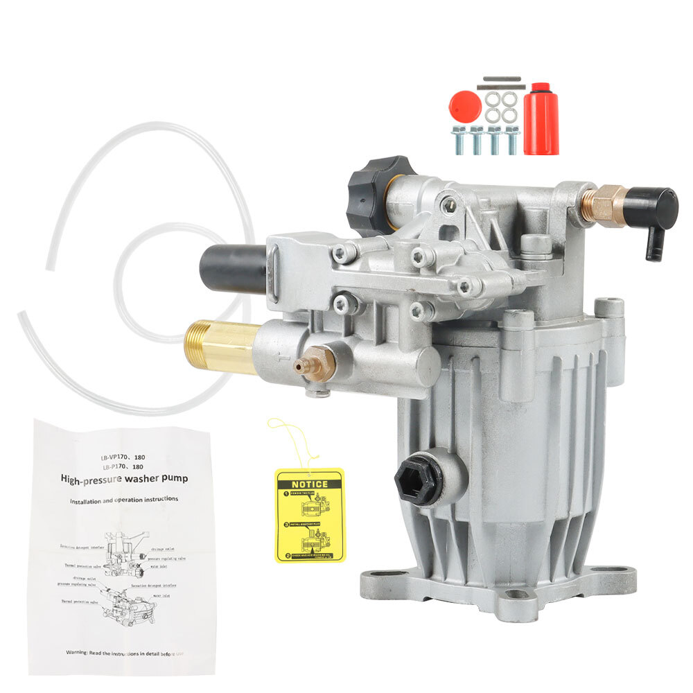 Pressure Washer Pump Horizontal 3/4″ Shaft – MAX 3000 PSI 2.5 GPM Oil Sealed