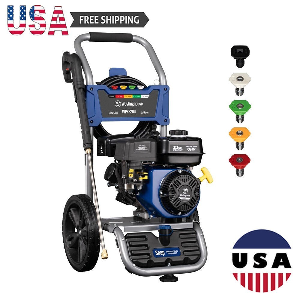 Gas Pressure Washer 3200 PSI & 2.5 Max GPM Onboard Soap Tank Spray Decks Siding