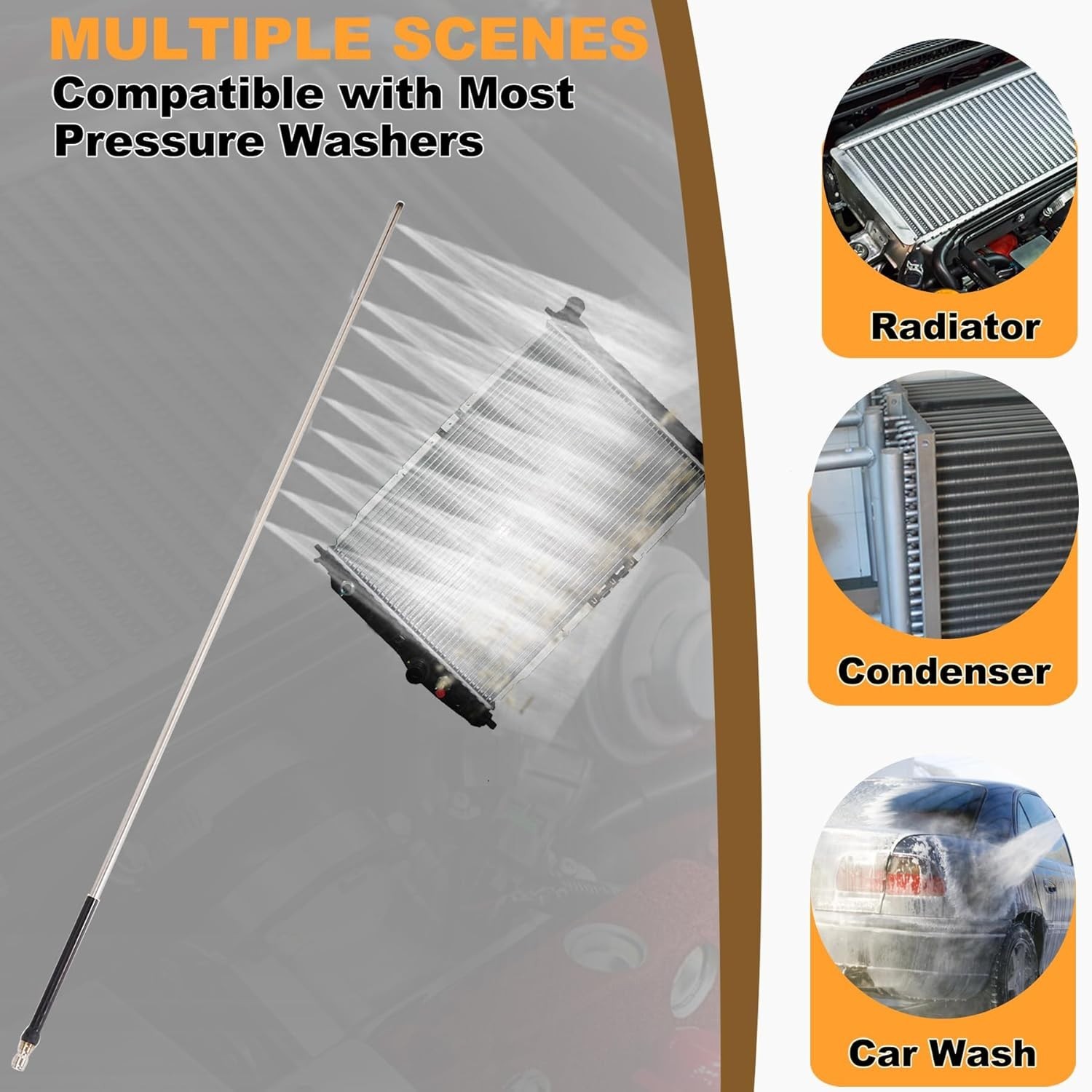 Ultimate Radiator Cleaning Solution – 40in Wand, 5000 PSI, Includes Accessories