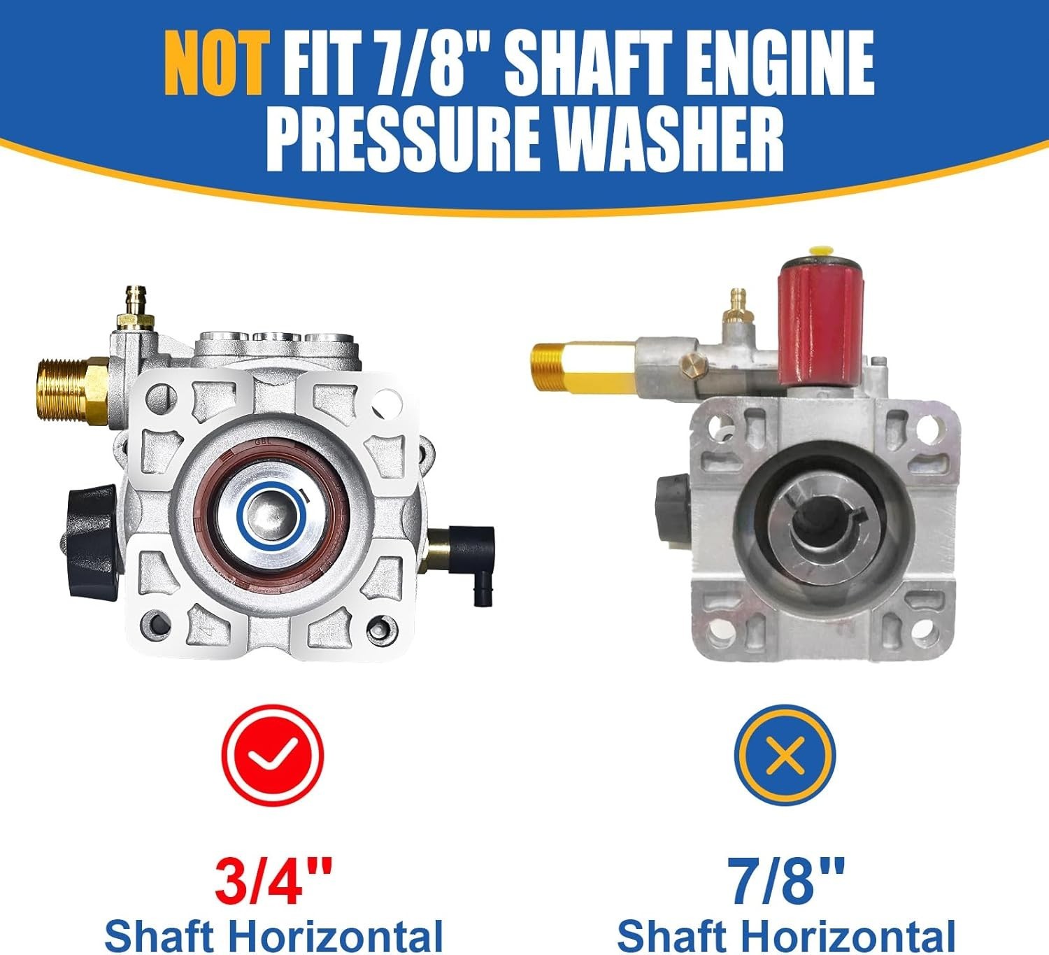 TOOLCY 3/4″ Horizontal Pressure Washer Pump 2600-3200PSI 2.5GPM for Honda Ryobi