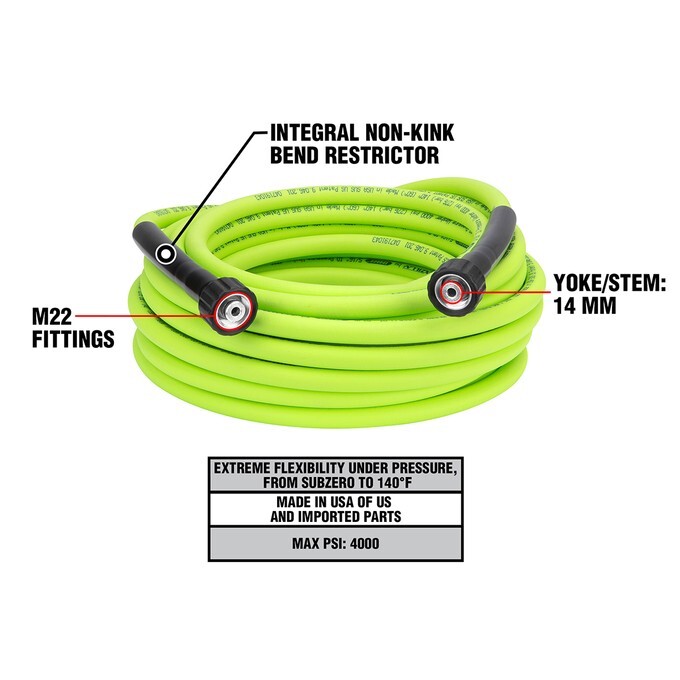Flexzilla Pressure Washer Hose 5/16 in x 50 ft 4000 PSI Cold Water No Kinking!