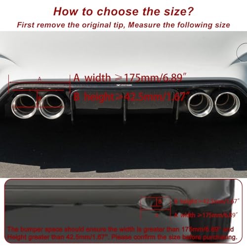 2.5 Inlet Dual Black Exhaust Tips Stainless Steel Car 2.5 inlet Glossy black