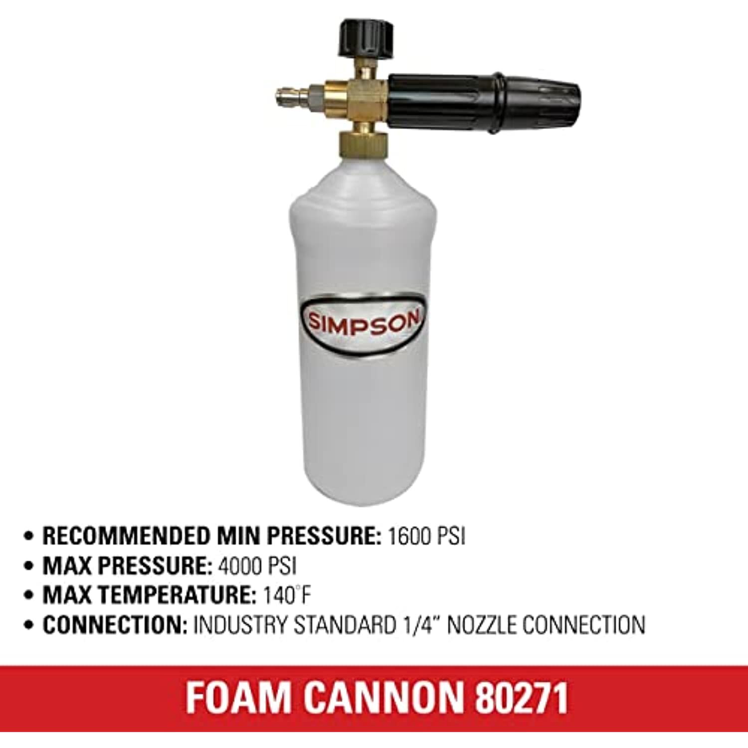 Simpson Cleaning 80271 Pressure Washer Foam Cannon with 1/4 Inch Quick