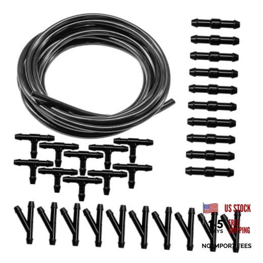 Universal Car Windshield Washer Hose Kit, 4M/13Ft Rubber Washer Fluid 31PCS