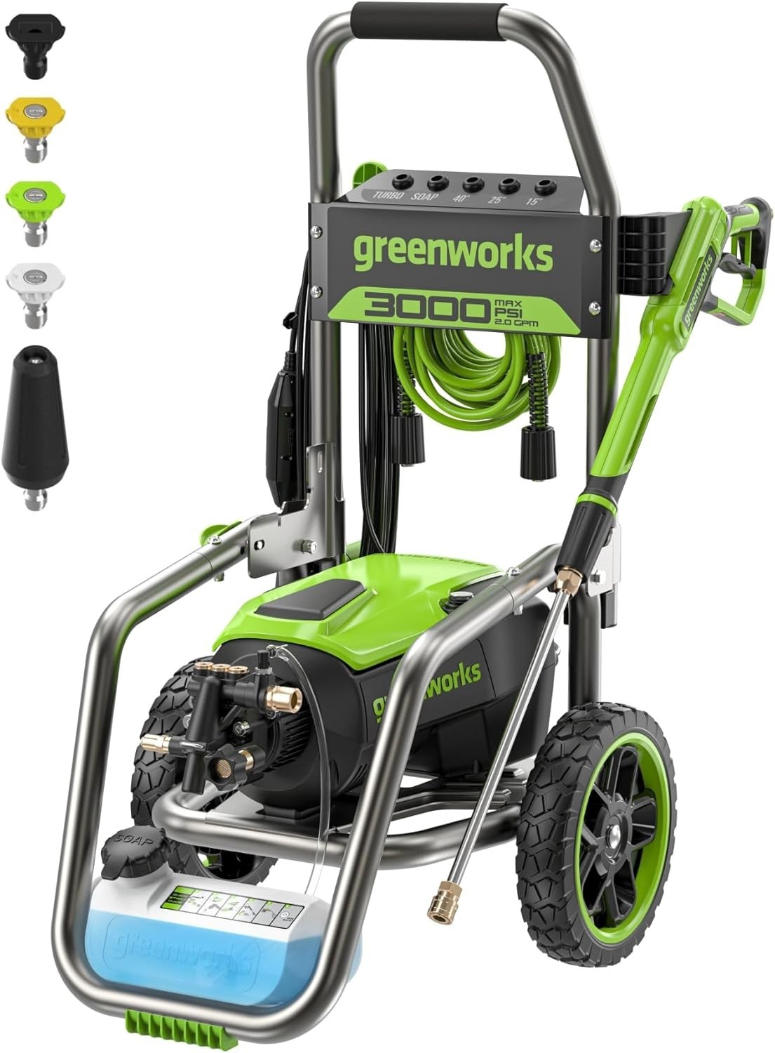 Electric Pressure Washer 3000 PSI 2.0 GPM with Rugged Steel Frame & Accessories