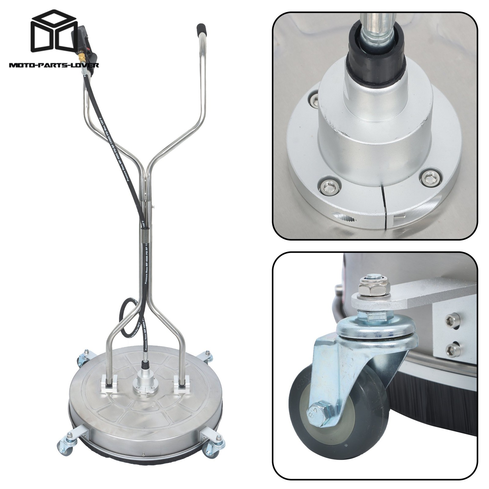 24 Inch Pressure Washer Surface Cleaner w/ Handles & Wheels Quick Connect