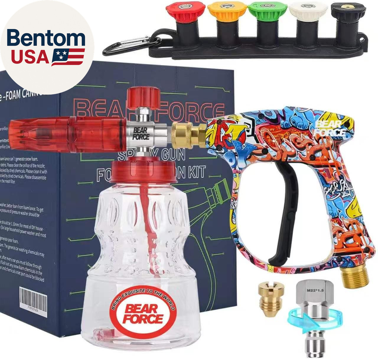 Pressure Washer Spray Gun Power Washer Short Gun with M22-Id14Mm & Foam Cannon F