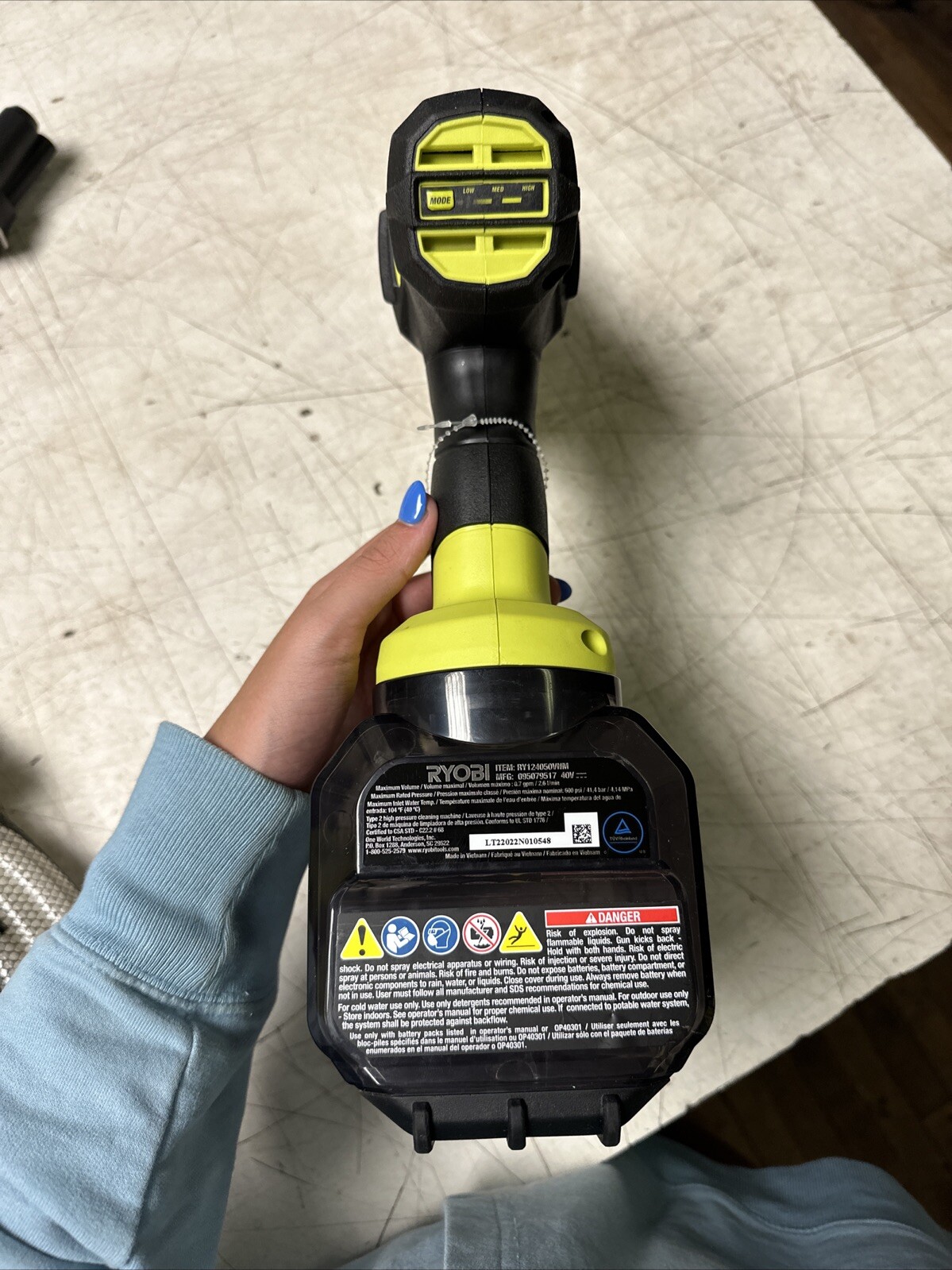 Ryobi Ry124050VNM 40V HP Brushless EZclean Power Cleaner