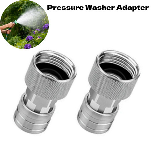2/4Garden Hose to Pressure Washer Adapter, 3/4″ GHT to 1/4″ Quick Connect Stainl