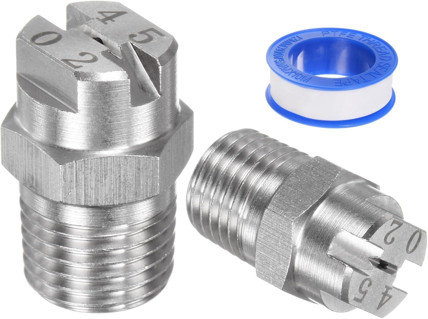 2-Pack Flat Fan Spray Tip 45 Degree 1/4BSPT Male Stainless Steel Pressure