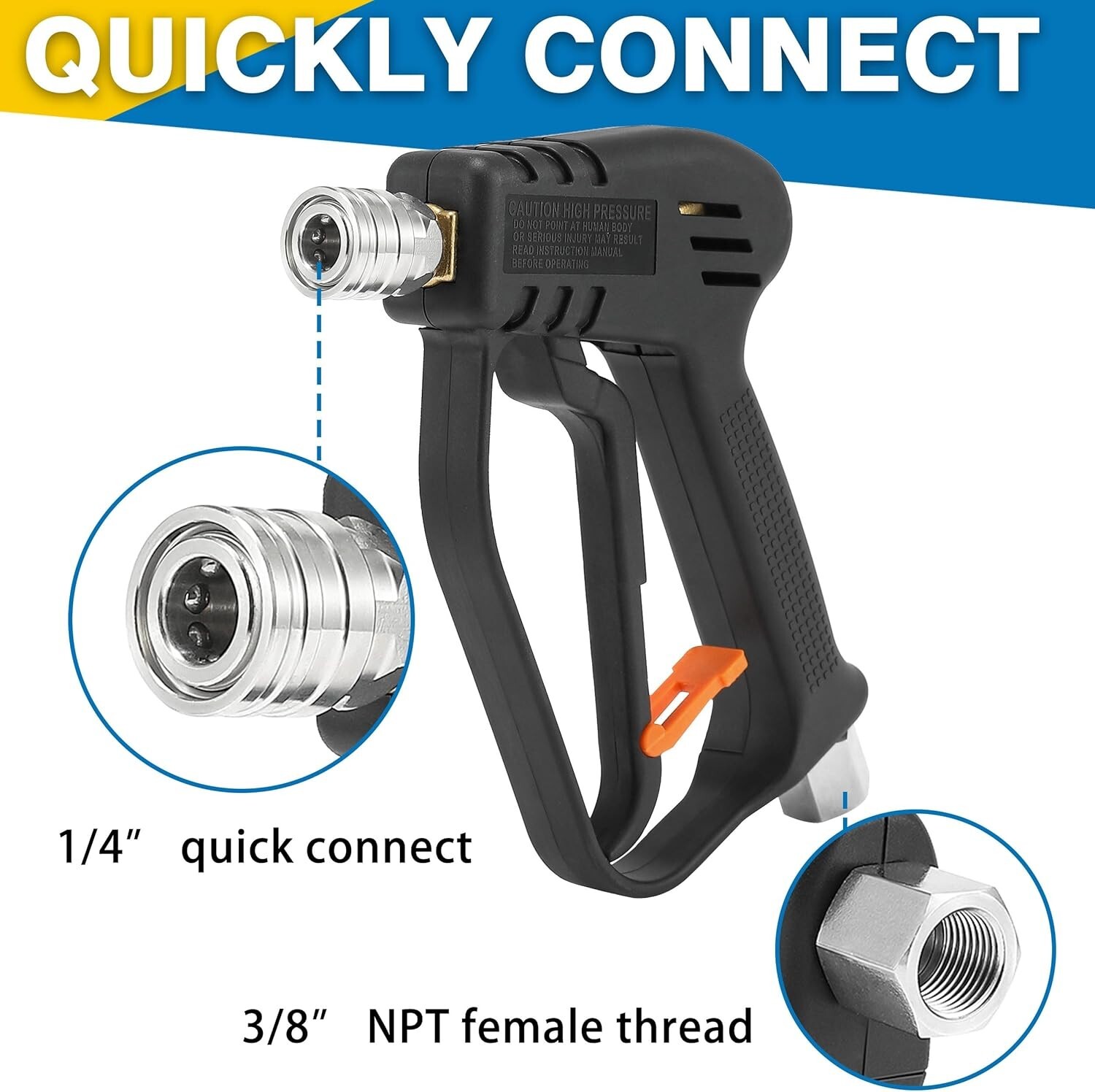 Compact Universal Pressure Washer Gun with Trigger Lock and 4000 PSI Capability