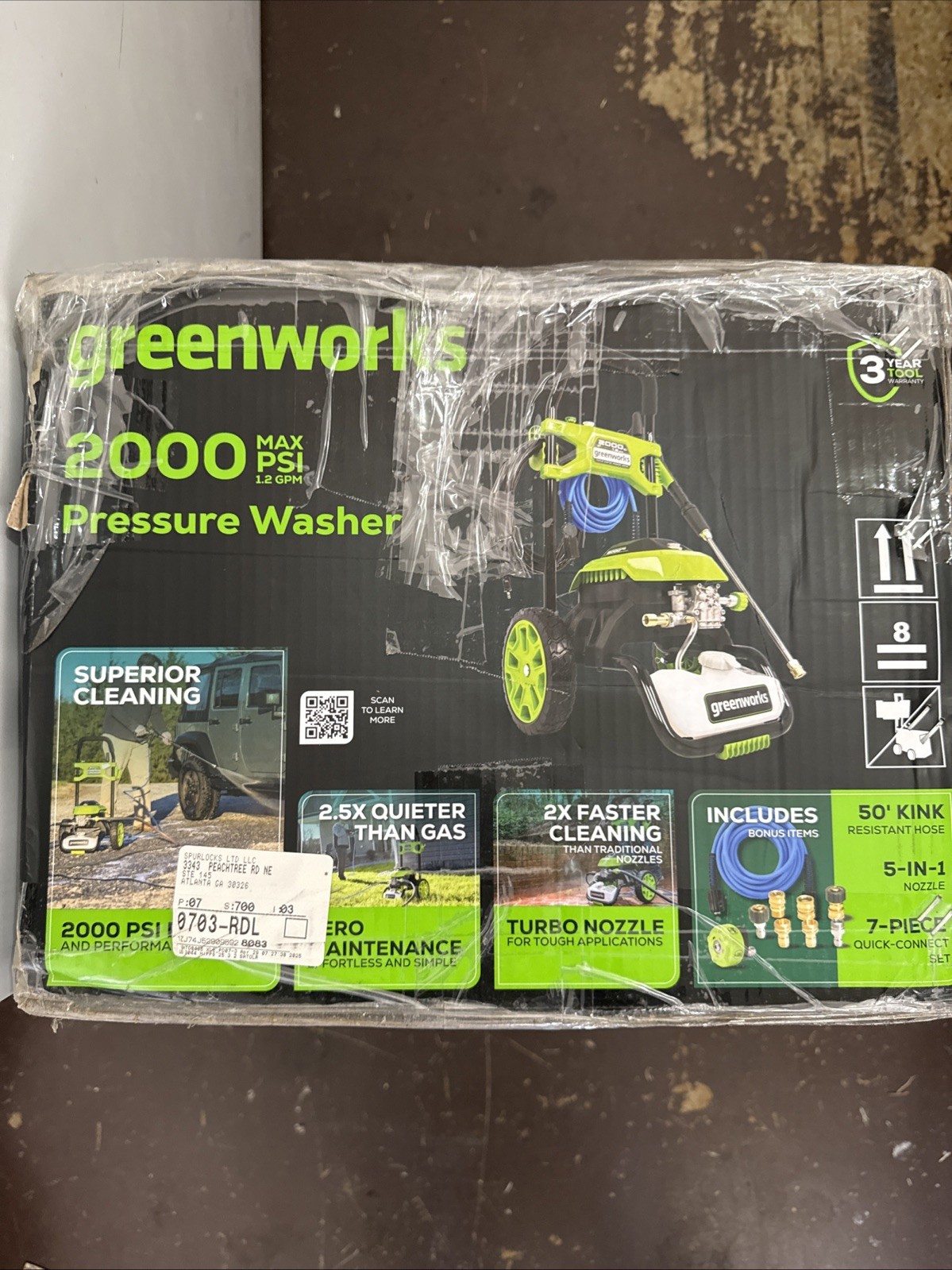 NEW Greenworks 2000 PSI 1.2-Gallon-GPM Cold Water Electric Pressure Washer
