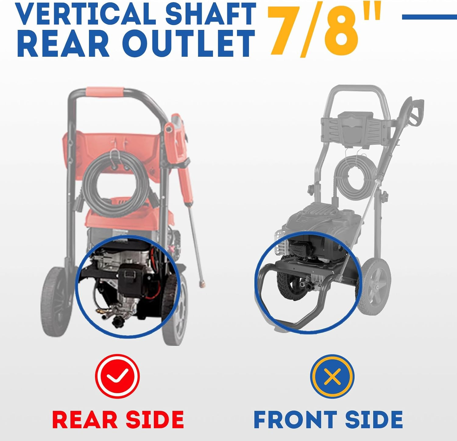 TOOLCY 7/8″ Shaft Vertical Pressure Washer Pump – Rear Inlet/Outlet Max 3100 PSI