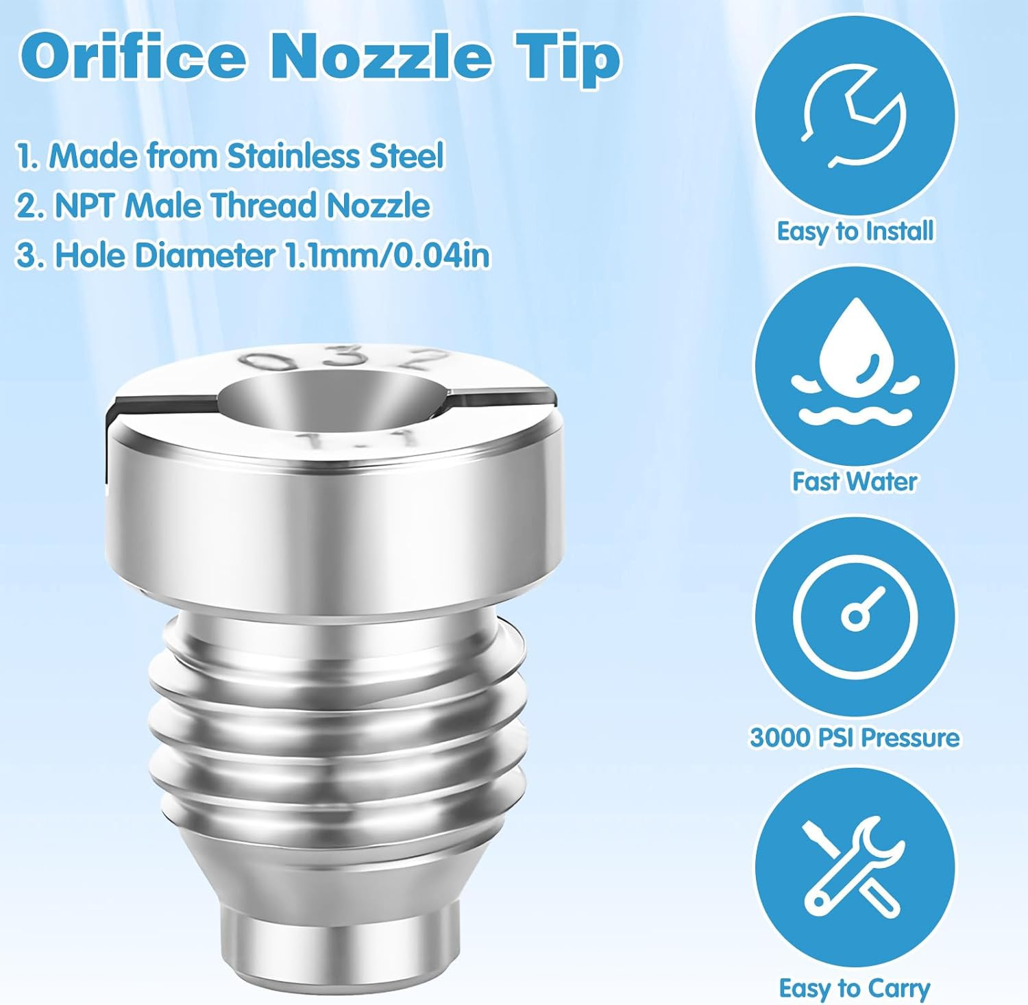 HINGTAI 6Pcs 1.1 Orifice Foam Cannon Orifice Nozzle and Foam Maker Meshes Filter
