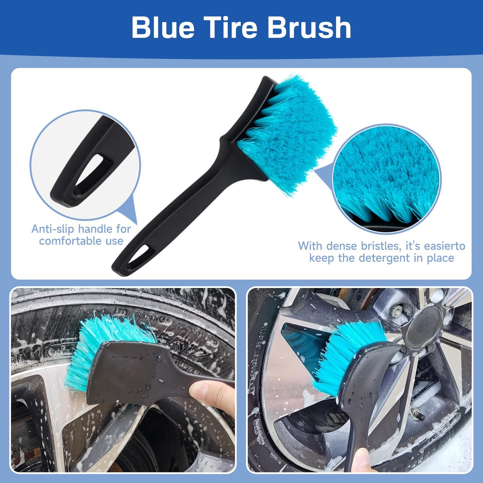 KLeXiC 4 Pack Wheel Tire Cleaning Brush Kit Cars L & M, Purple & White
