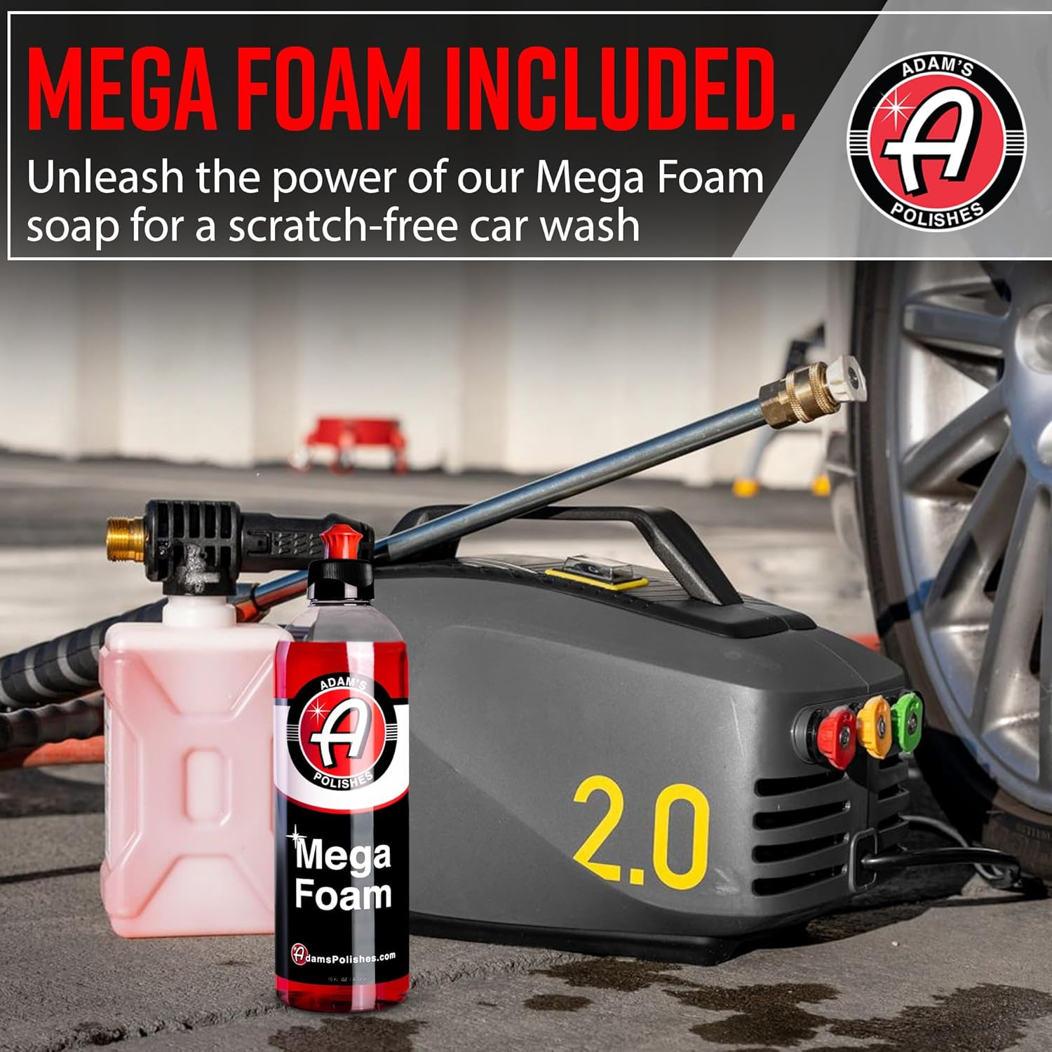 Adam’S Polishes Active Pressure Washer 2.0 & Mega Foam Car Soap (5 Item) Powerfu