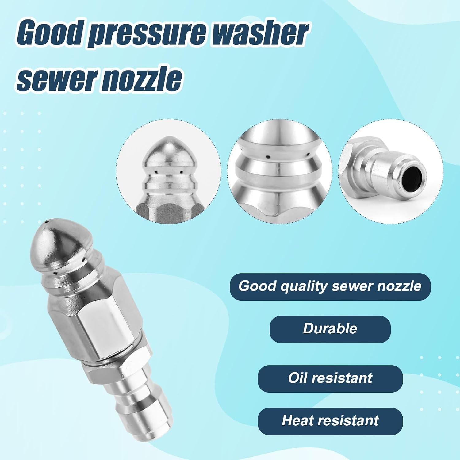 8pcs Sewer Jetter Nozzle Kit with 1/4″ NPT Quick Connectors & Tape, Stainless…