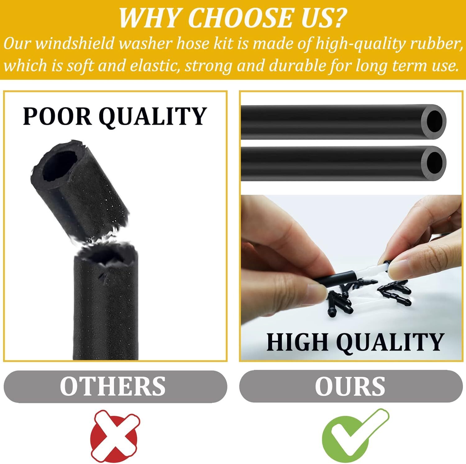 Windshield Washer Hose Kit, 4 Meter Washer Fluid Hose & 12 Pcs Hose Connectors..