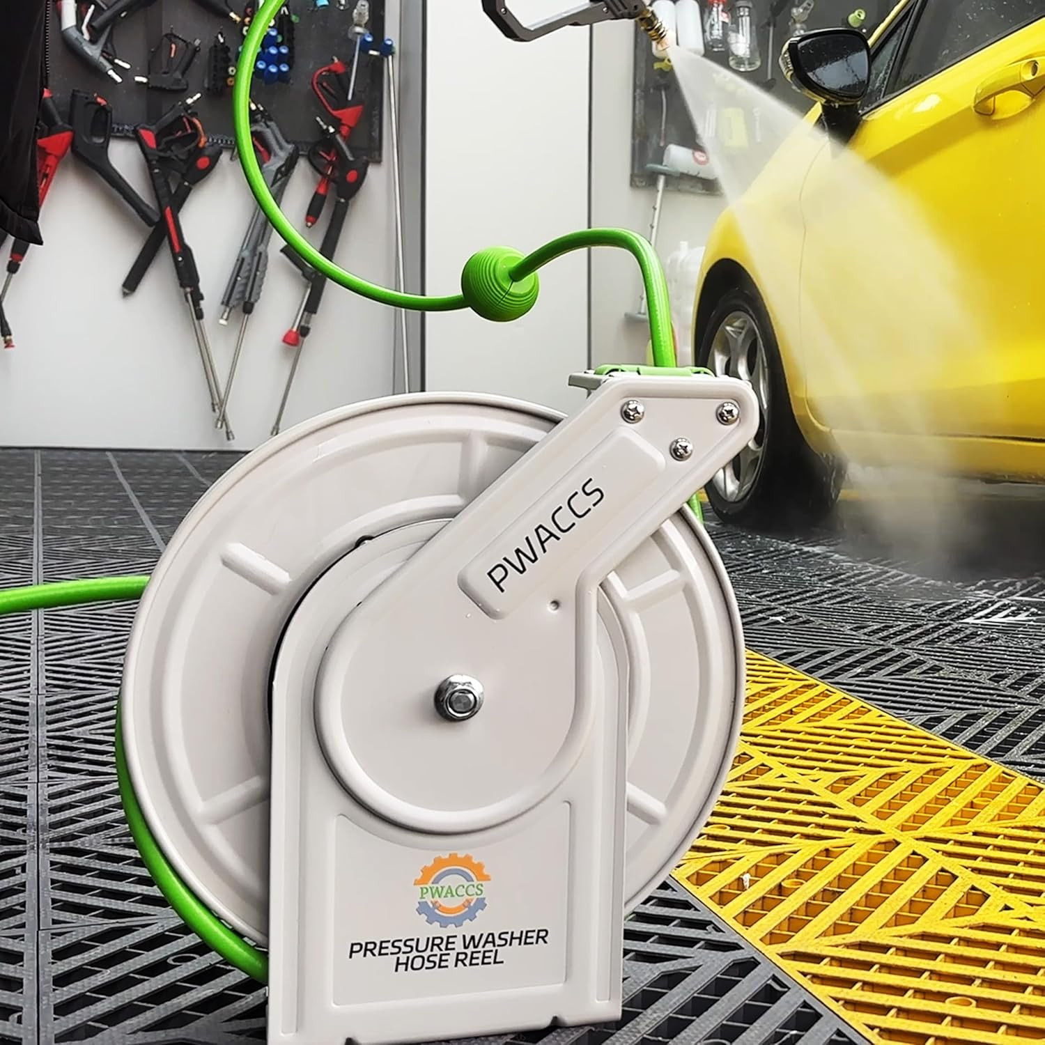 60ft Heavy Duty Retractable Pressure Washer Hose Reel – 3600 PSI Auto Rewind