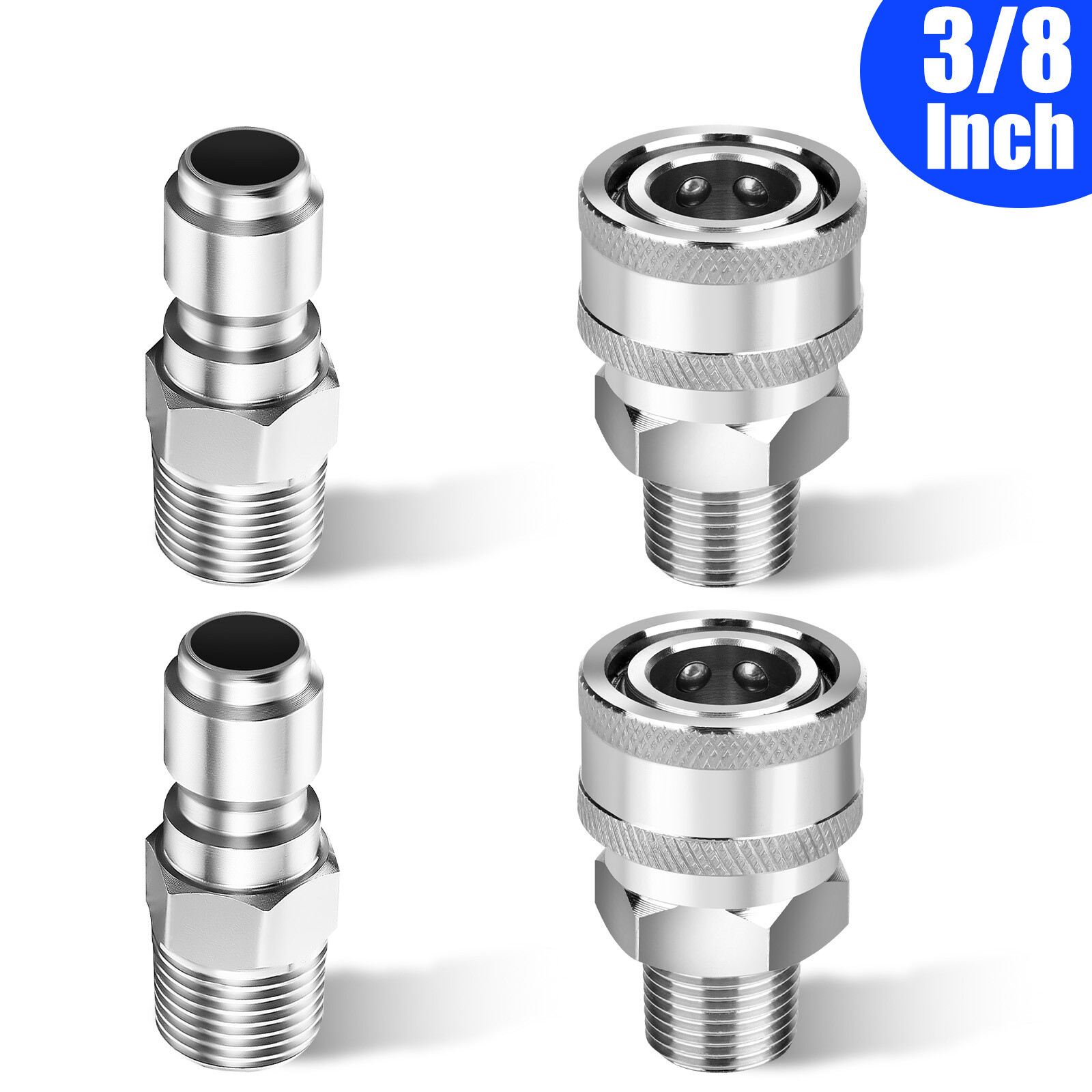 3/8inch Thread Fitting Pressure Washer Quick Connect Stainless Steel Adapter Set