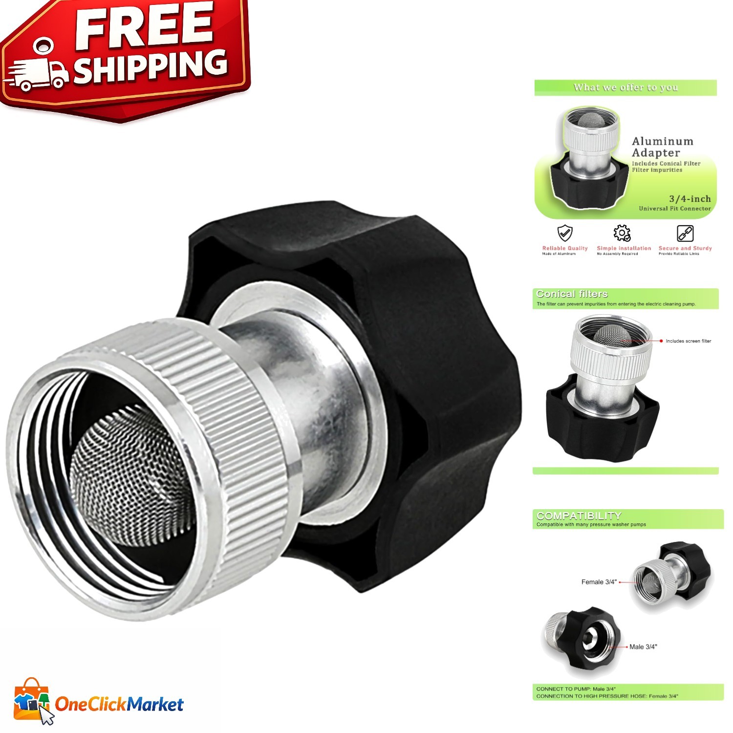 Durable 3/4 Inch Electric Pressure Washer Coupler – Universal Hose Connection