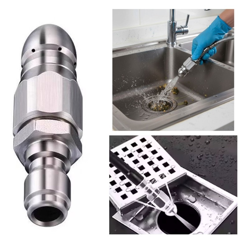 Stainless Steel 1/4inch Quick Connecting Sewer Jetter Nozzle Easy to Install