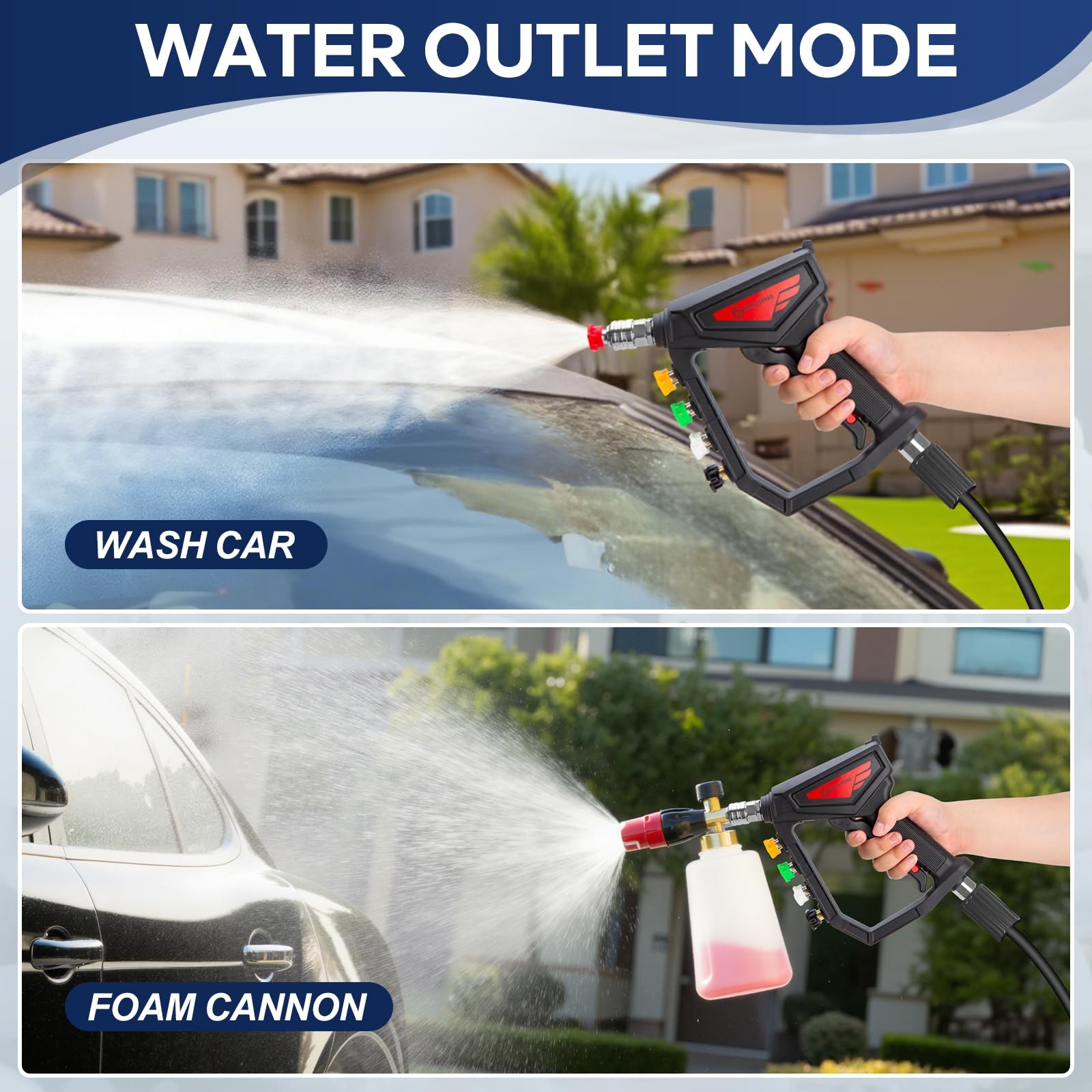 Short Pressure Washer Gun with Nozzle Holder, 5000 PSI High Pressure Washer G…