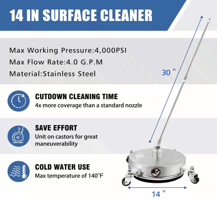 JANZ 14″ Pressure Washer Surface Cleaner 4000 PSI w/ Wheels