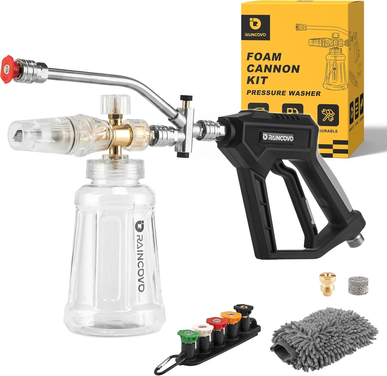 Foam Cannon W/ Short Pressure Washer Gun Dual Connector Accessories Snow Soap
