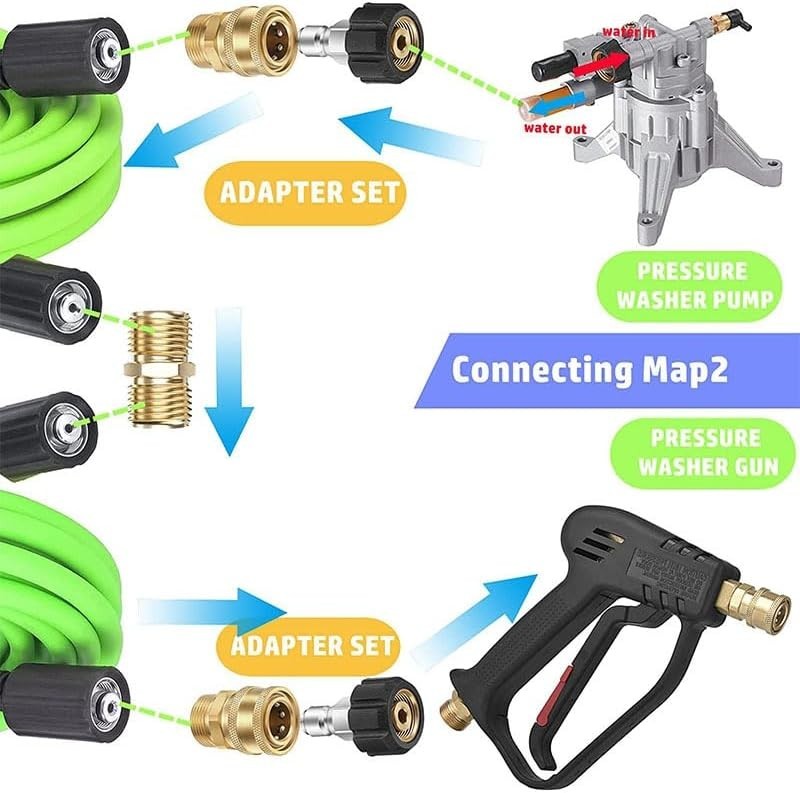 Heavy-Duty Pressure Washer Adapter Set – 2 Pair M22 Quick Connect 1/4″ Fittings
