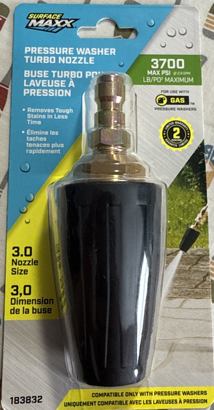 NEW Surface Maxx Turbo Pressure Washer Turbo Nozzle 3.0 3700 Max Gas 0183832