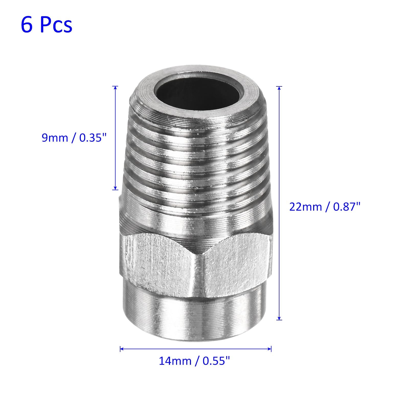 6 PCS Pressure Washer Surface Clean Tips 40 Degree 1/4 NPT 1mm Orifice
