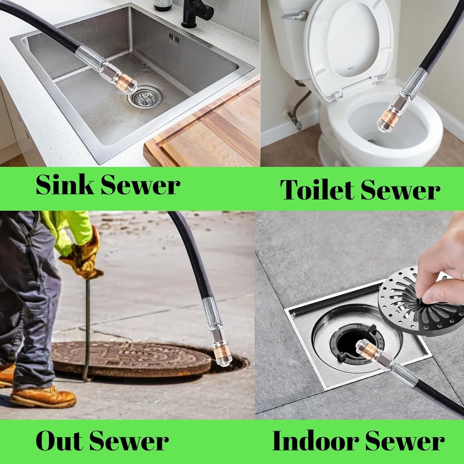 Versatile Drain Cleaning Sewer Jetter Kit – 150ft with High-Pressure Output