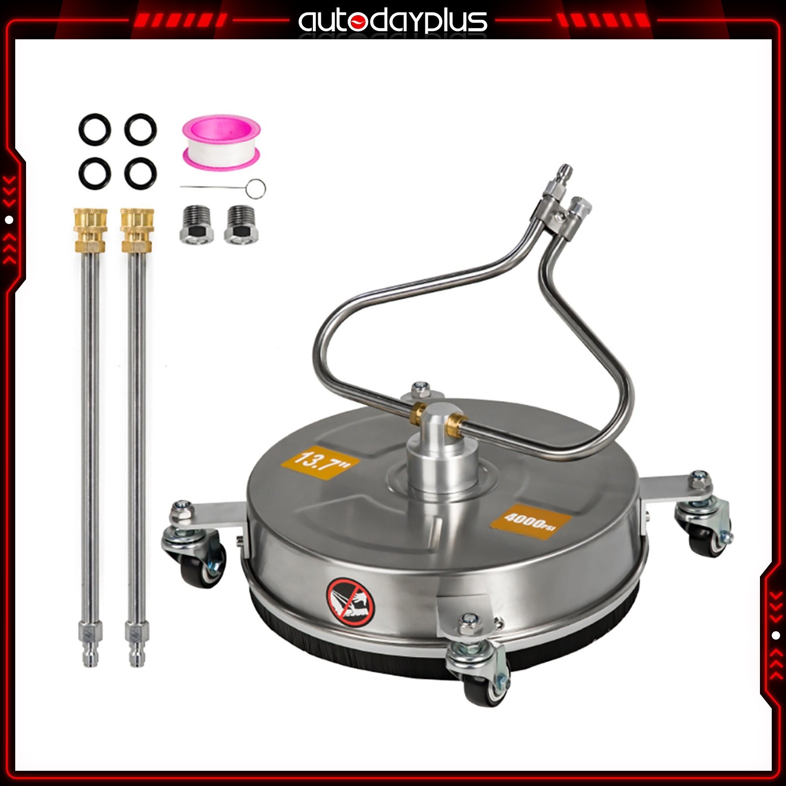 ✅ 13.7″ Pressure Washer Surface Cleaner w/ 4 Wheels Stainless Steel Brand New