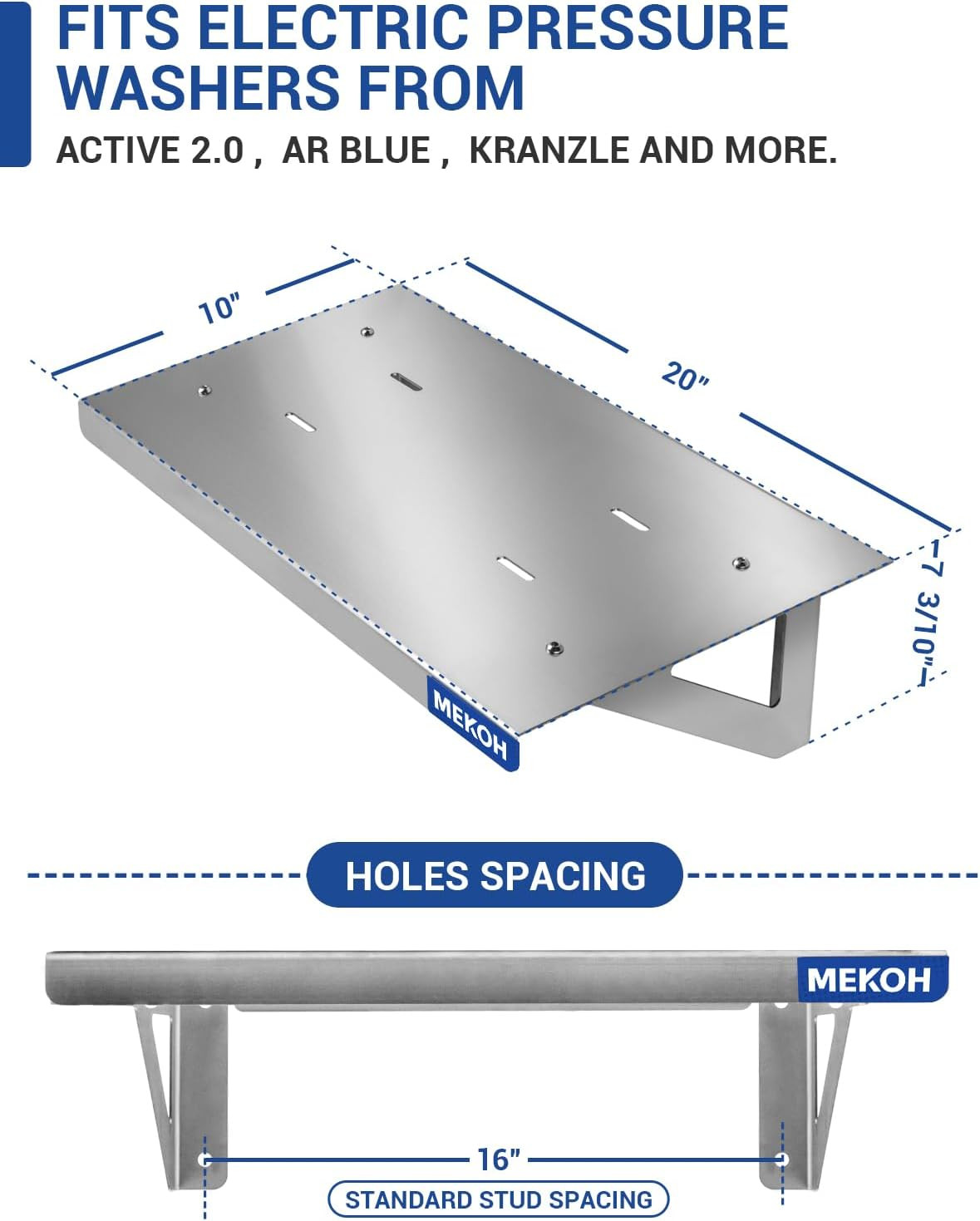 Wall Mount Pressure Washer Shelf 20″ X 10″ – Stainless Steel Pressure Washer Org