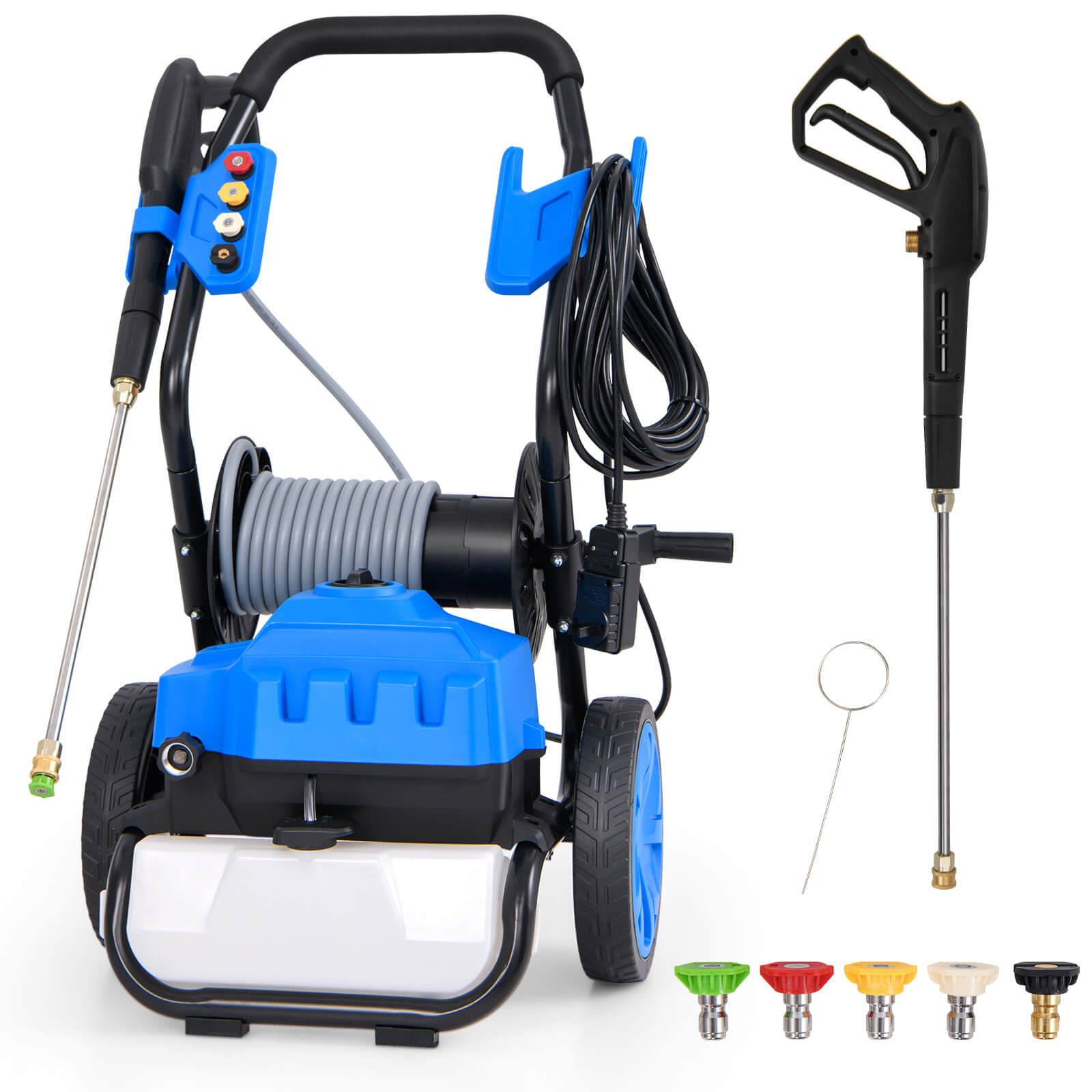 Electric Pressure Washer w/ Wheels 5 Quick Connect Nozzles Soap Bottle spray gun