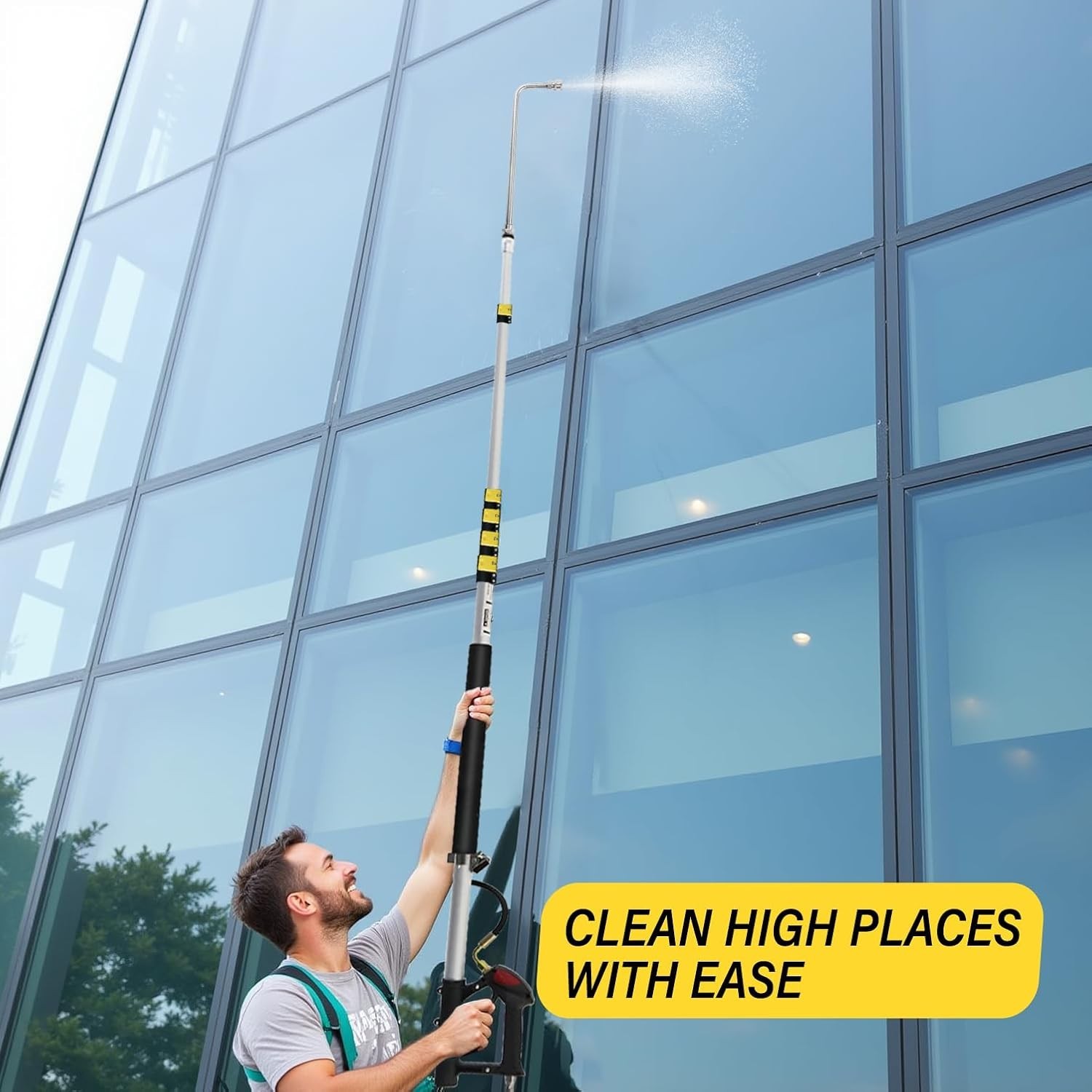 25 FT Telescoping Pressure Washer Wand with 7 Spray Nozzle Tips and Brush Head