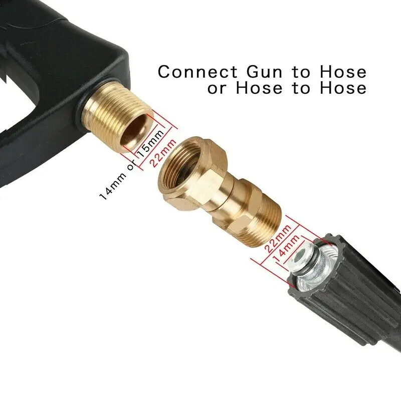 Brass High Pressure Washer Swivel Joint Connector Hose Fitting M22 14Mm Thread 3