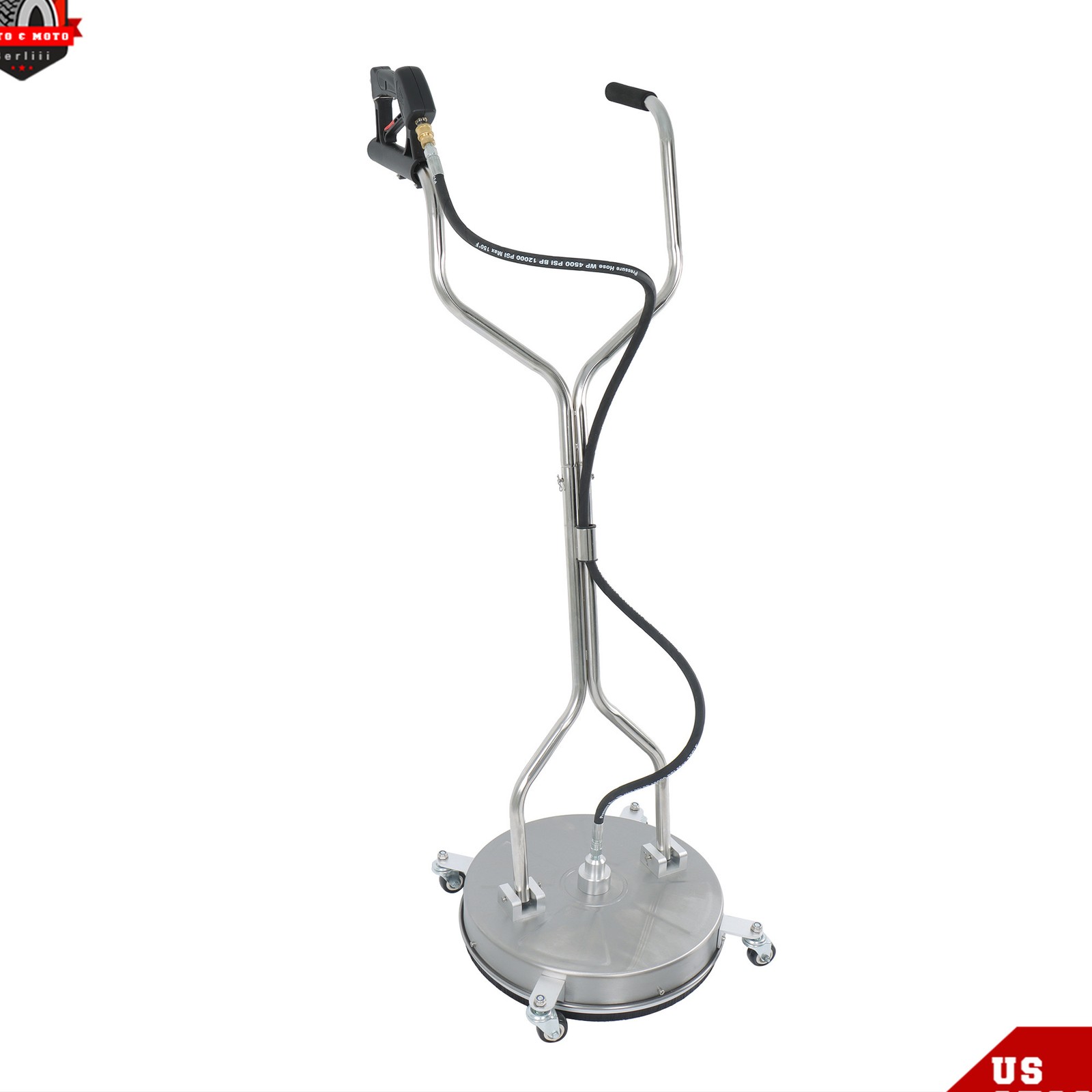 18″ Dual Handle Quick Connect Pressure Washer Surface Cleaner 6000PSI w/ 4Wheels