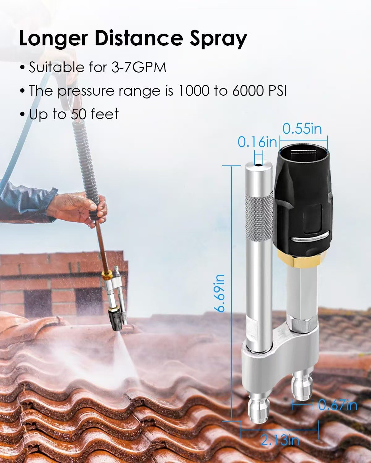Twist Nozzle Pressure Washer 3-7 GPM 1000-6000Psi 1/4in Fast Connect Part -US