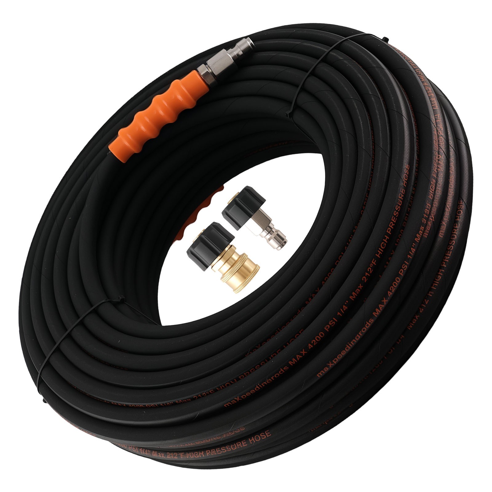 150 Feet Pressure Washer Hose 1/4″ 4200PSI Steel Braided Rubber with Adapters