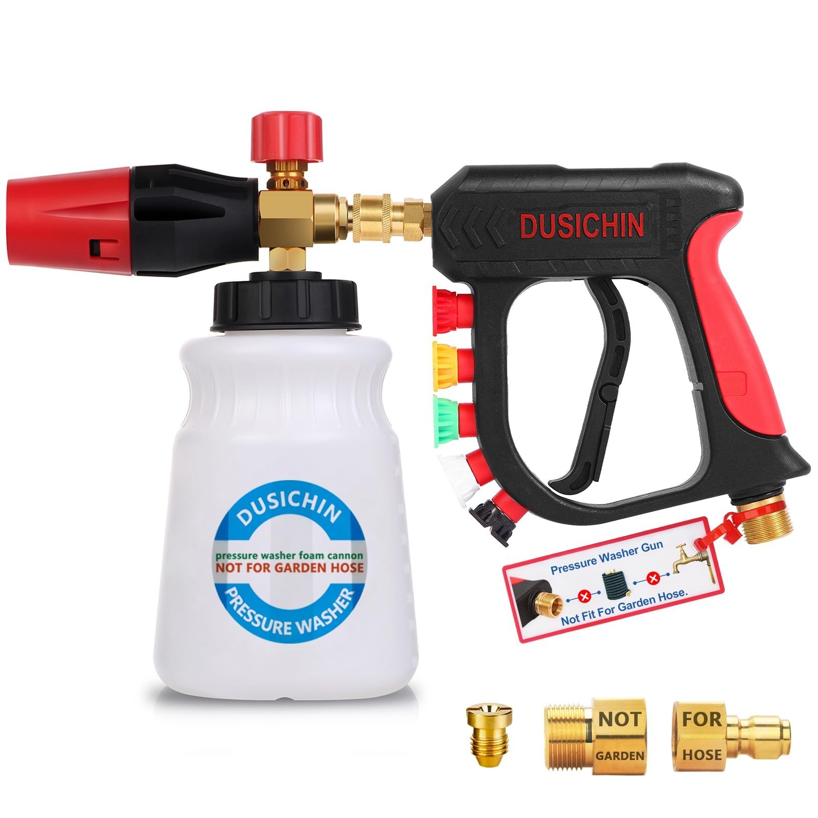 Foam Cannon Pressure Washer Gun with 5 Nozzle Tips & Quick Connectors for Car Wa