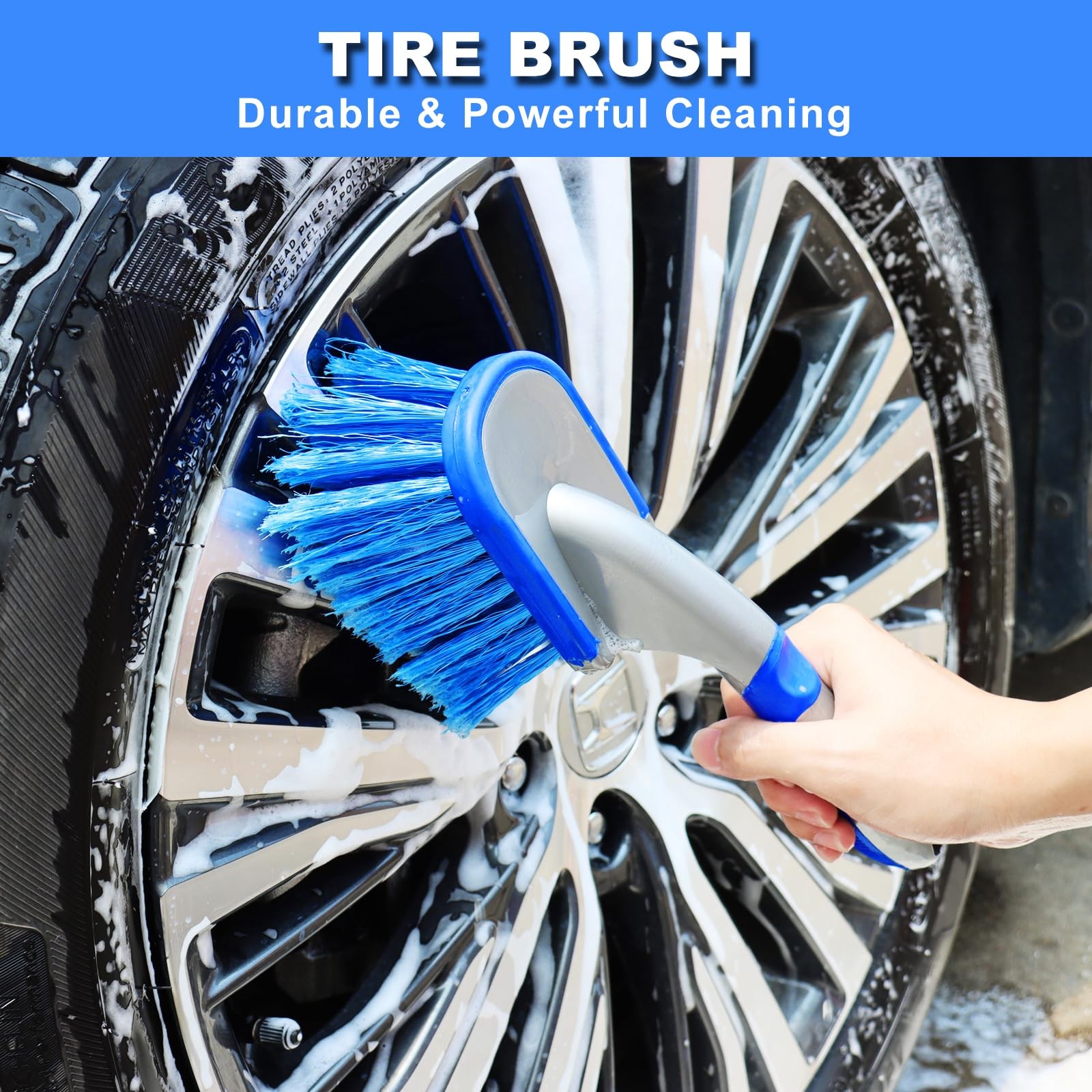 62″ Car Wash Brush Kit Long Handle Mop Tire Brush Squeegee for Car Truck RV
