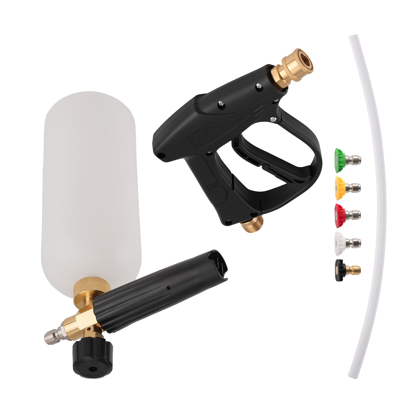 Professional Snow Foam Lance 1/4″ Car Wash Gun Kit with 5 Angle Spray Tips