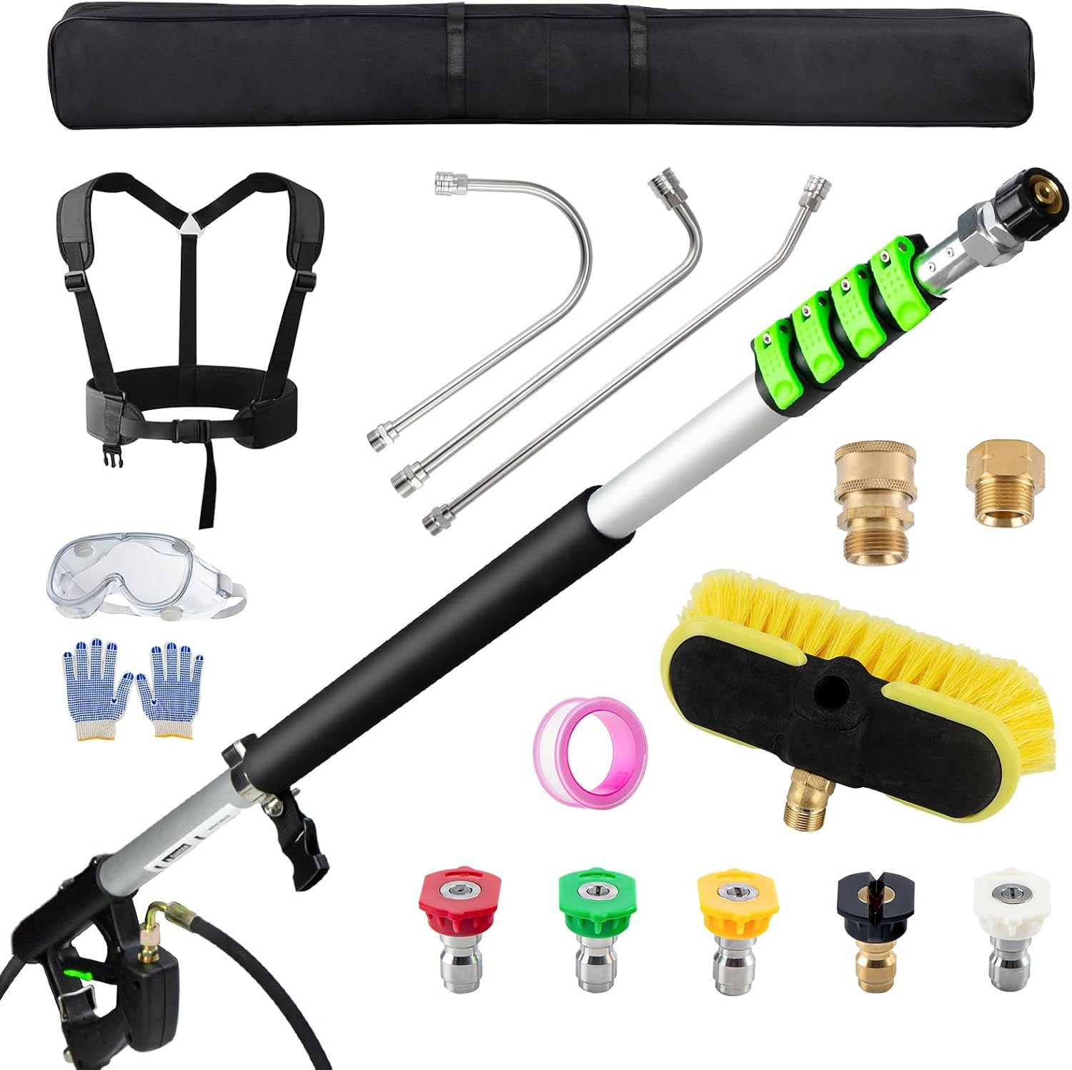 24 FT Telescoping Pressure Washer Wand with Pressure Washer Extension Wand,Gutte
