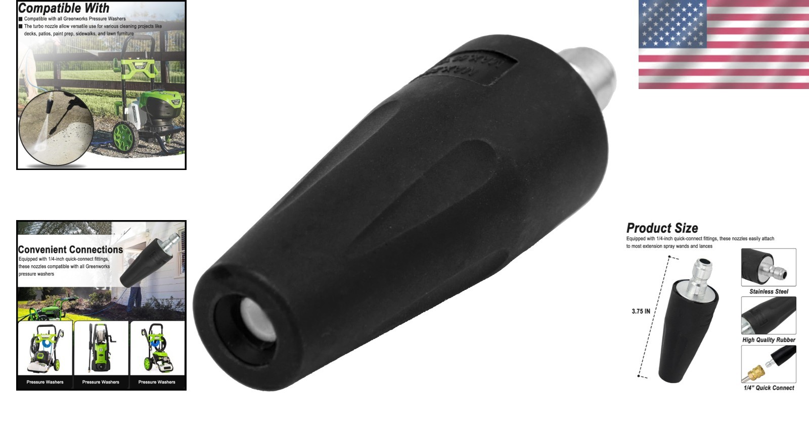 Versatile 2000 PSI Turbo Spray Nozzle for Efficient Cleaning with Greenworks