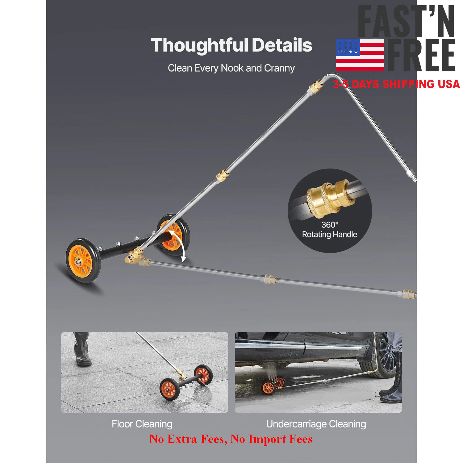 16″ Undercarriage Pressure Washer, Stainless Steel Pressure Surface Cleaner, NEW