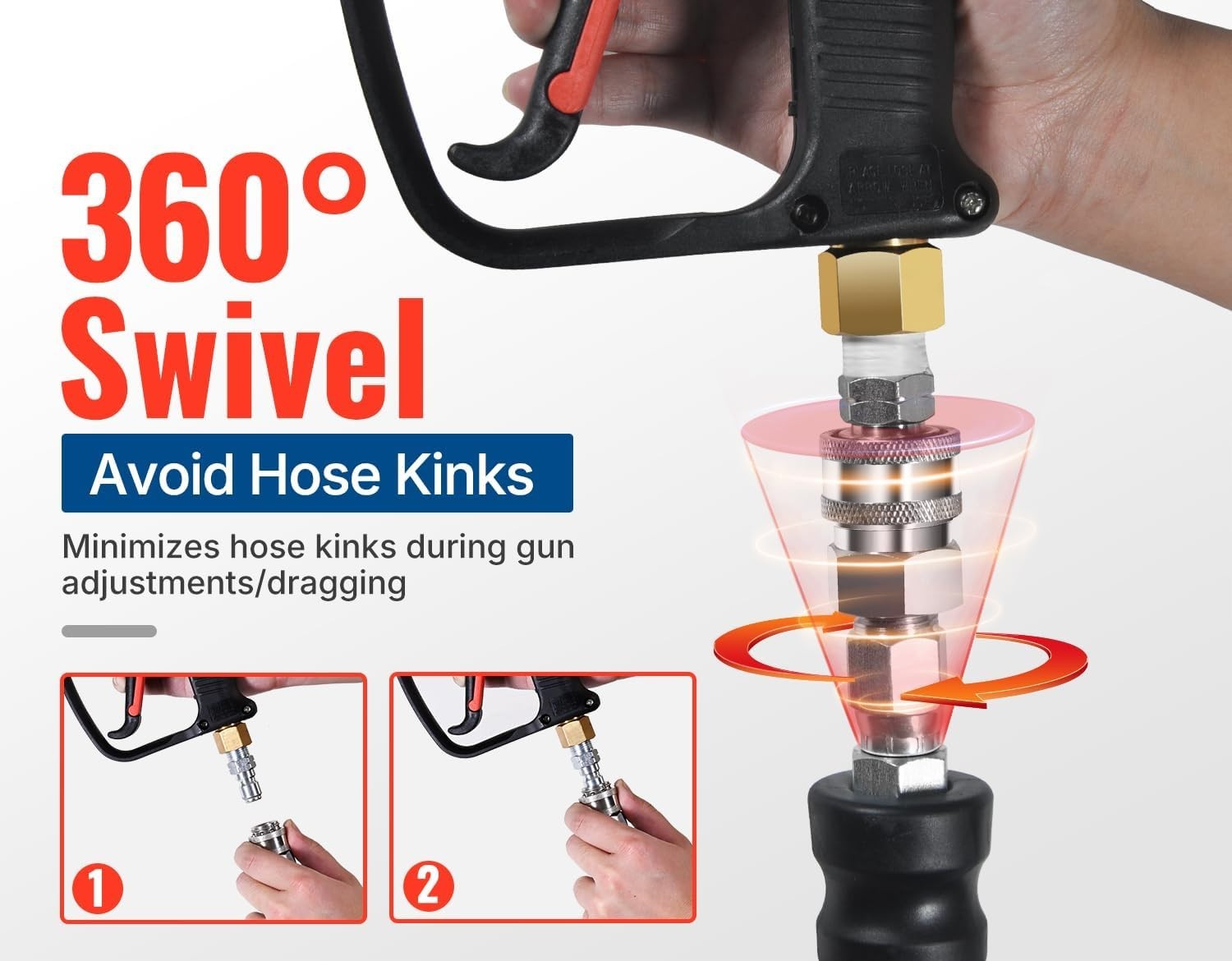 High-Strength Pressure Washer Hose 50FT Black Rubber Steel